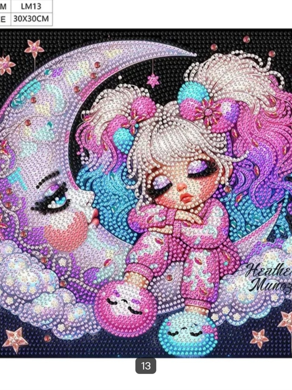 Dreamy Moon Girl Diamond Art Kit- Pink, Purple, Blue